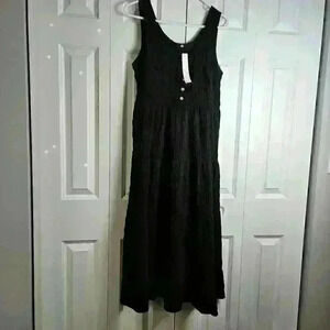 Button Front Tiered Tank Dress With Pockets Size Small NWT